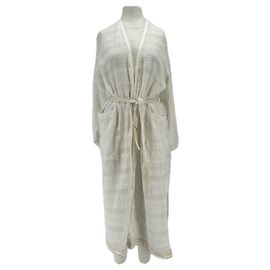 Autre Marque Vestido maxi blanco y dorado con cinturón LEM LEM