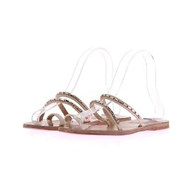 Ancient Greek Sandals Sandales en cuir avec strass beige