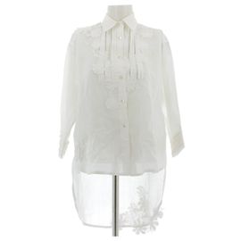 Camisa Ermanno Scervino blanca bordada en ramio