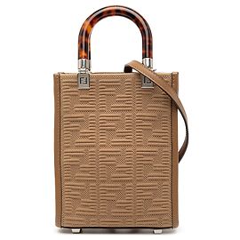 Fendi Tote Sunshine de tela técnica mini Zucca en relieve marrón