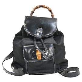 Gucci Vintage Bamboo Nylon e Patent Leather Mini
