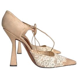 Christian Dior Pumps in suede beige e pizzo