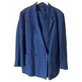 Autre Marque Navy Blue Wool Double Breasted Suit