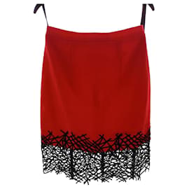 Falda Christopher Kane de lana roja y negra