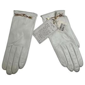 Guantes de cuero vintage Celine Paris blancos - Céline