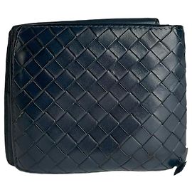 Portafoglio in pelle Intrecciato pieghevole Bottega Veneta vintage nero