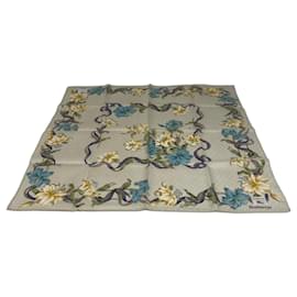 Sciarpa floreale vintage Burberry beige giallo blu