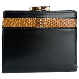 Vintage Givenchy Snake Emblossed Leather Wallet Black Brown