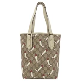 Borsa in PVC marrone e bianco Gucci