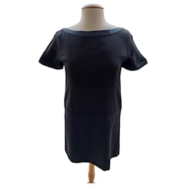 Abito oversize Chloé in seta e lana blu navy
