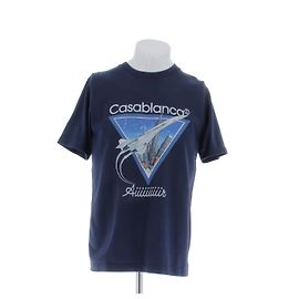 T-shirt Casablanca Logo Blu Cotone Blu Navy