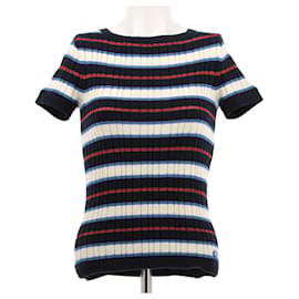 Camiseta de algodón a rayas azul Chanel