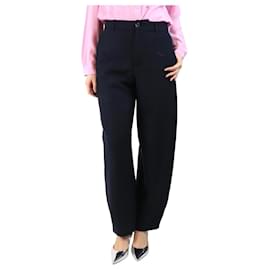 Soeur Pantalones de lana hervida azul marino - talla UK 10