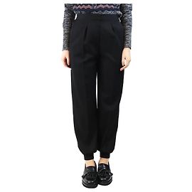 Stella Mc Cartney Schwarze Wollhosen mit Umschlag - Größe UK 8
