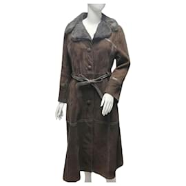 Cappotto vintage Hermès in pelle e pelliccia marrone