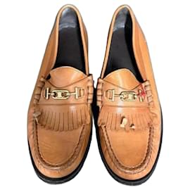 Braune Lederloafers mit Zügel-Detail - Céline