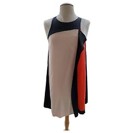 Sonia By Sonia Rykiel Seidenkleid Schwarz Rosa Orange