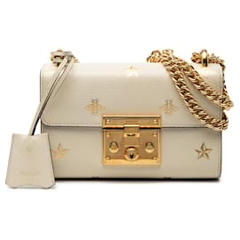 Gucci Kleine Weiße Leder-Bee-Star-Padlock Umhängetasche