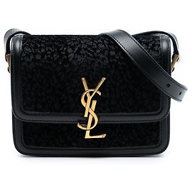 Borsa Solferino piccola in velluto nero di Saint Laurent nella scatola