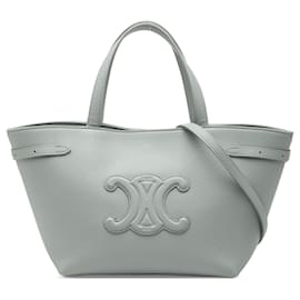Bolsa Tote Anais Triomphe em couro de bezerro granulado cinza Celine Mini - Céline
