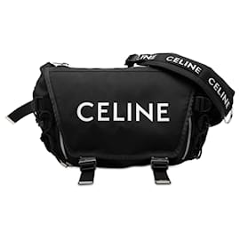 Borsa messenger da trekking in nylon nero medio con logo Celine - Céline