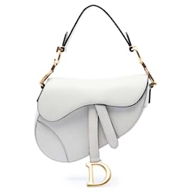 Borsa Saddle in pelle di vitello grana bianca Dior