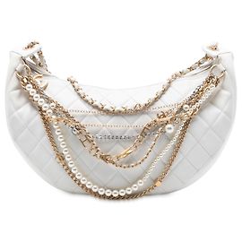 Chanel Hobo Tutto sulle Catene in Pelle di Agnello Bianca