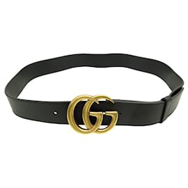 CINTURA GUCCI GG MARMONT 397660 IN PELLE NERA T95 CON FIBBIA LOGO GG DORATA