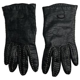 Vintage Fendi Lederhandschuhe Schwarz