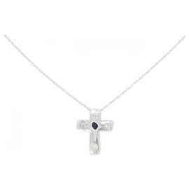 Autre Marque Collana con croce di diamante in oro bianco Au750