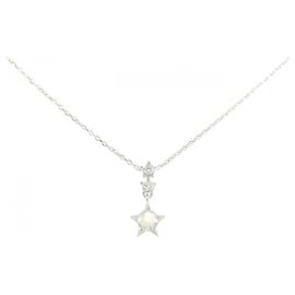 Autre Marque Collar Star Jewelry en Oro Blanco K10 con Piedra de Luna y Topacio Blanco