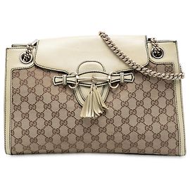Borsa a spalla Emily grande in tela GG marrone Gucci