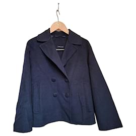 Jaqueta curta de lã azul e preta - Max Mara