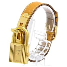 Montre pour femmes en cuir plaqué or Hermes Kelly avec quartz - Hermès