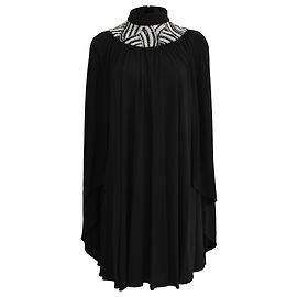 Saint Laurent Embellished Cape Dress in Black Viscose
