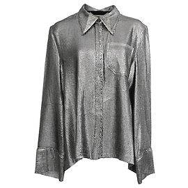 Blusa con Botones Roland Mouret en Poliamida Plateada