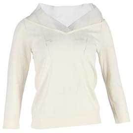 Max Mara V-Ausschnitt Pullover aus cremefarbenem Baumwoll