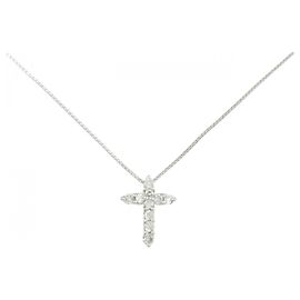 Autre Marque Collana a Croce con Diamanti in Platino