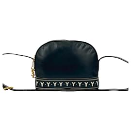 Sac à épaule en cuir bleu marine Yves Saint Laurent