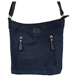 Borsa a spalla blu navy in tela e pelle - Autre Marque