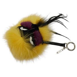 Fendi Monster Bag Charm Keychain in Black and Yellow