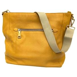 Borsa a spalla in pelle gialla Prada