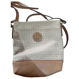 Borsa a Spalla Tommy Hilfiger Monogramma Beige e Pelle Marrone