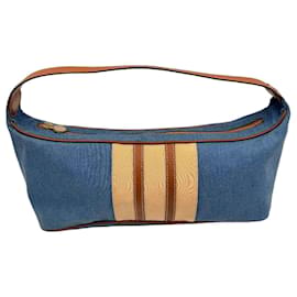 Borsa a spalla Borbonese in denim e pelle azzurro chiaro - Autre Marque