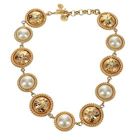 Collana di perle Salvatore Ferragamo metallo Gold Tone Auth 161568V