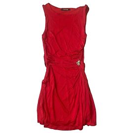 Vestido de viscosa roja Roberto Cavalli con embellishments