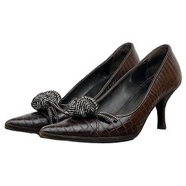 Prada 2000er spitze Krokodil-Print Kitten Heels