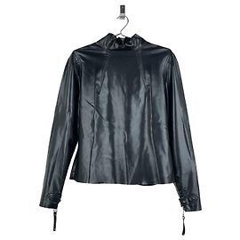 Top de goma de bondage con cremallera trasera de los años 90 de Jean Paul Gaultier
