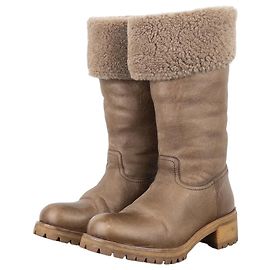 Prada AW11 Knee-High Shearling Paint Biker Moto Boots