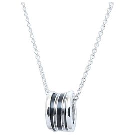 Bulgari Bvlgari B.zero1 Halskette aus 18K Weißgold und schwarzer Keramik
